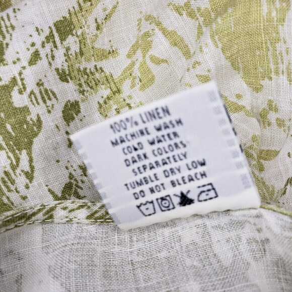 Click by Color Me Cotton Green Tan Linen Lagenlook 3/4 Sleeve Top S - Picture 6 of 6